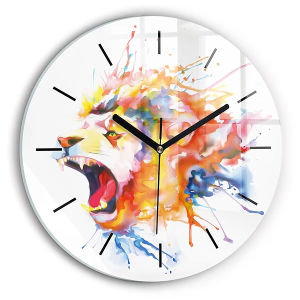 Wanduhr rund mit motiv Löwe - Aquarell