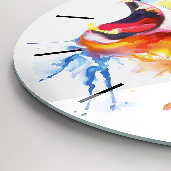 Wanduhr rund mit motiv Löwe - Aquarell