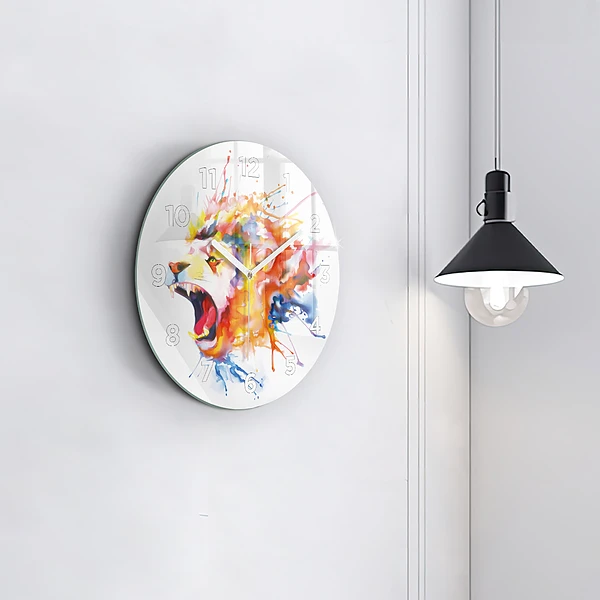 Wanduhr rund mit motiv Löwe - Aquarell