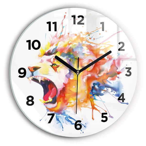 Wanduhr rund mit motiv Löwe - Aquarell