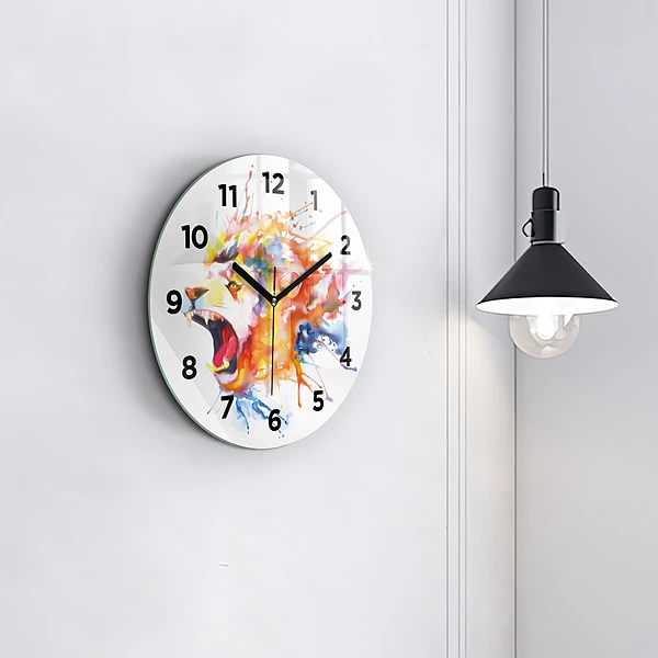 Wanduhr rund mit motiv Löwe - Aquarell