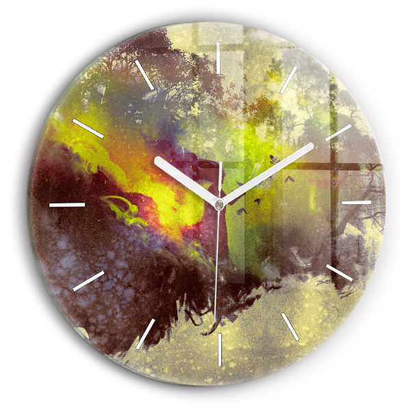 Wanduhr rund mit motiv Frau im Wald