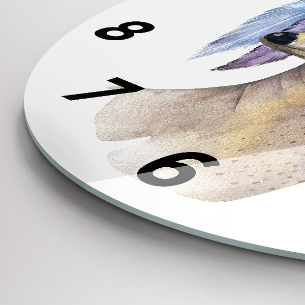 Wanduhr rund Hirschkopf und Blumen