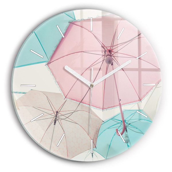 Wanduhr rund Pastell Regenschirme