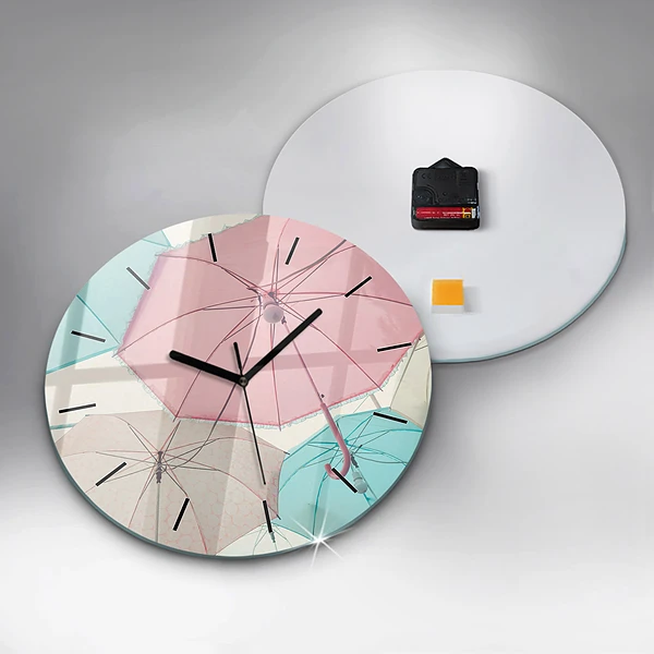 Wanduhr rund Pastell Regenschirme