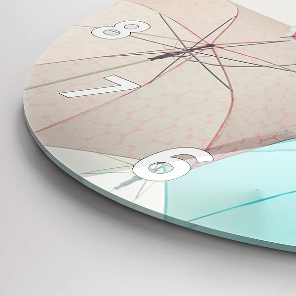 Wanduhr rund Pastell Regenschirme