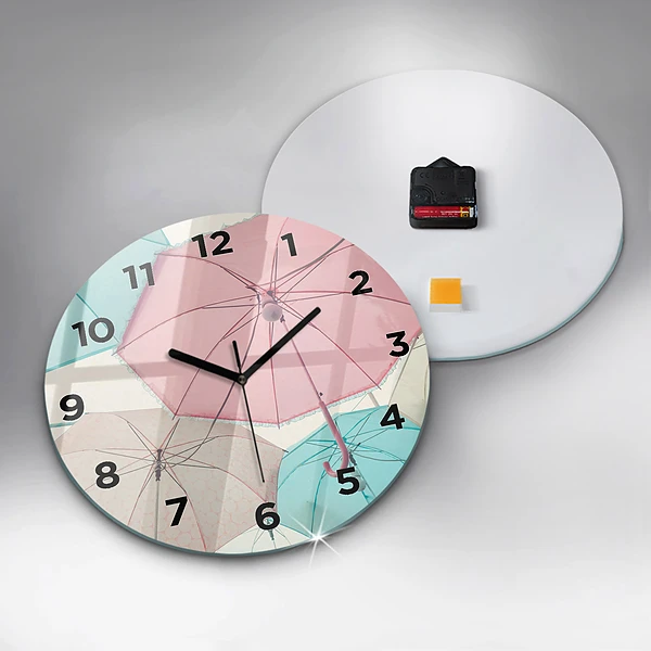 Wanduhr rund Pastell Regenschirme