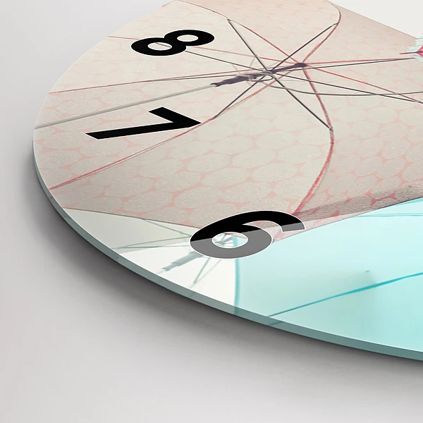 Wanduhr rund Pastell Regenschirme