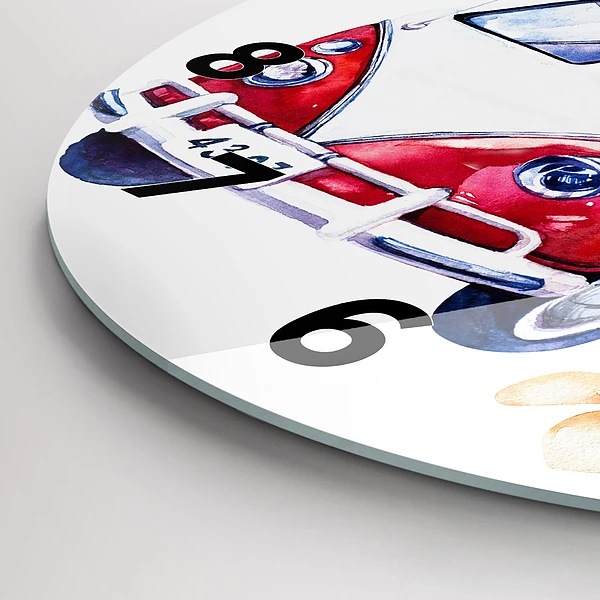 Wanduhr rund mit motiv Auto und Schild Surfen