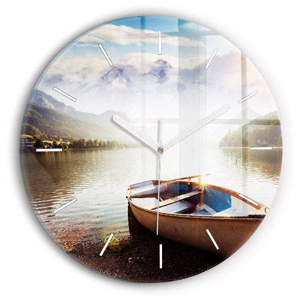 Wanduhr glas rund Blick auf den See