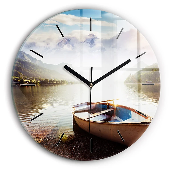 Wanduhr glas rund Blick auf den See