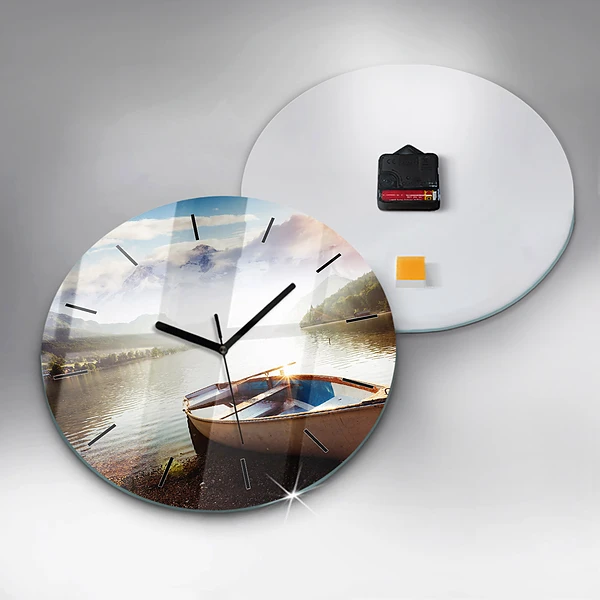 Wanduhr glas rund Blick auf den See