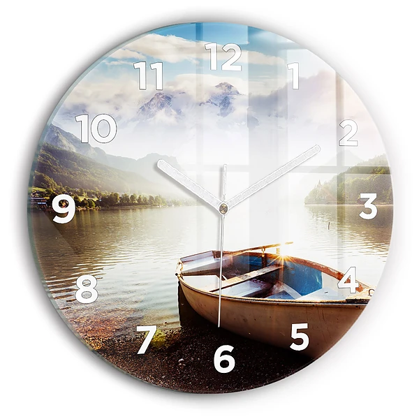 Wanduhr glas rund Blick auf den See