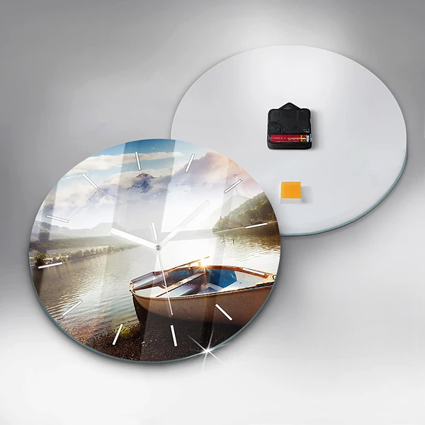 Wanduhr glas rund Blick auf den See