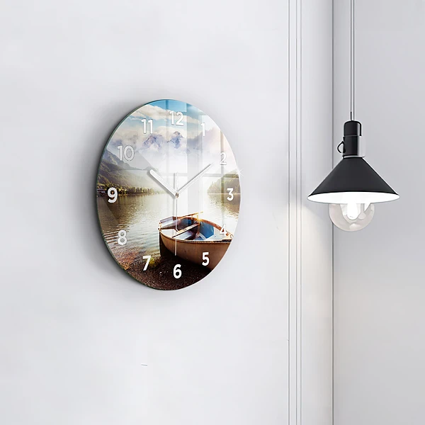 Wanduhr glas rund Blick auf den See