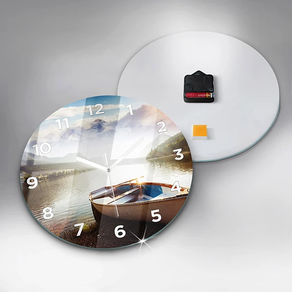 Wanduhr glas rund Blick auf den See