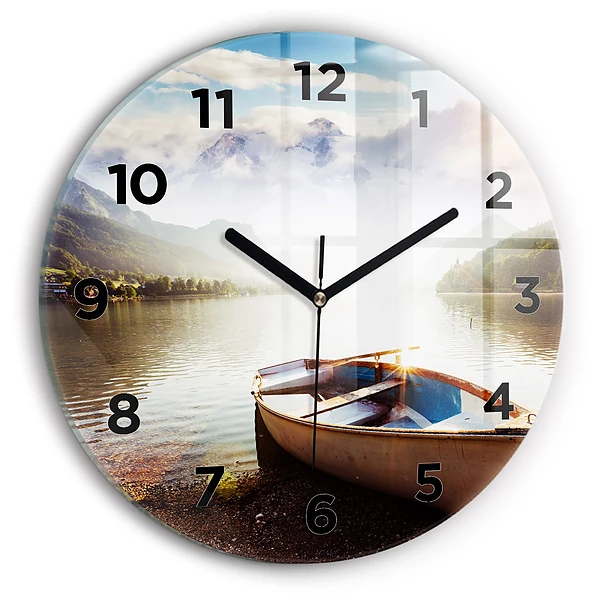 Wanduhr glas rund Blick auf den See