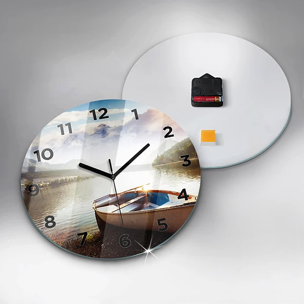 Wanduhr glas rund Blick auf den See