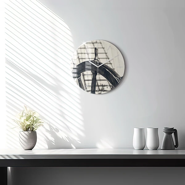 Wanduhr rund Antikes Schiff