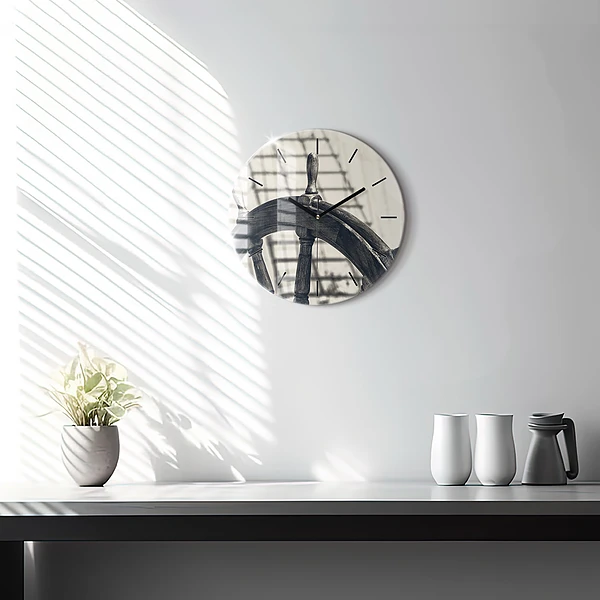 Wanduhr rund Antikes Schiff