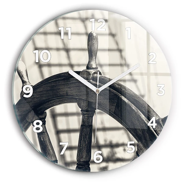Wanduhr rund Antikes Schiff