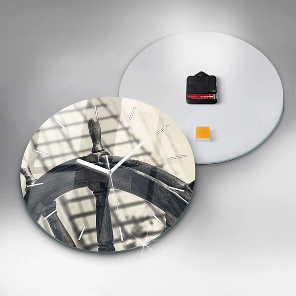 Wanduhr rund Antikes Schiff