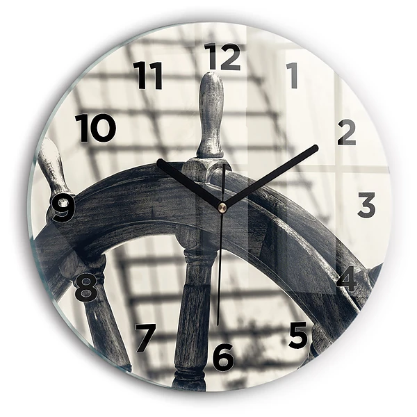 Wanduhr rund Antikes Schiff