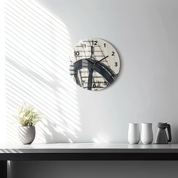 Wanduhr rund Antikes Schiff