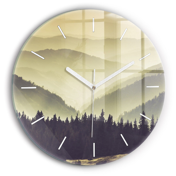 Wanduhr rund Neblige Berghänge