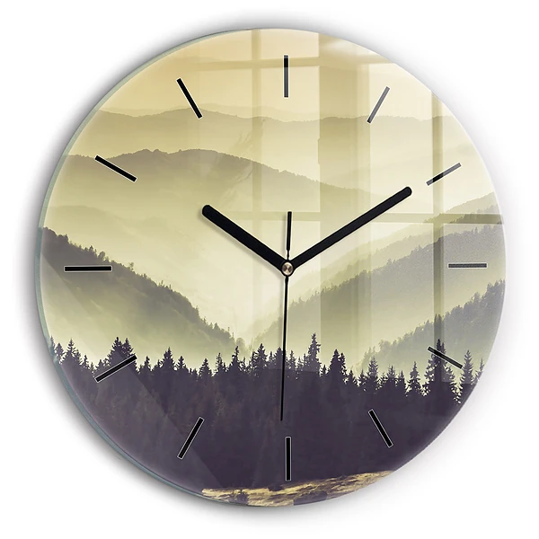 Wanduhr rund Neblige Berghänge