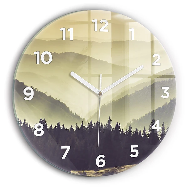 Wanduhr rund Neblige Berghänge