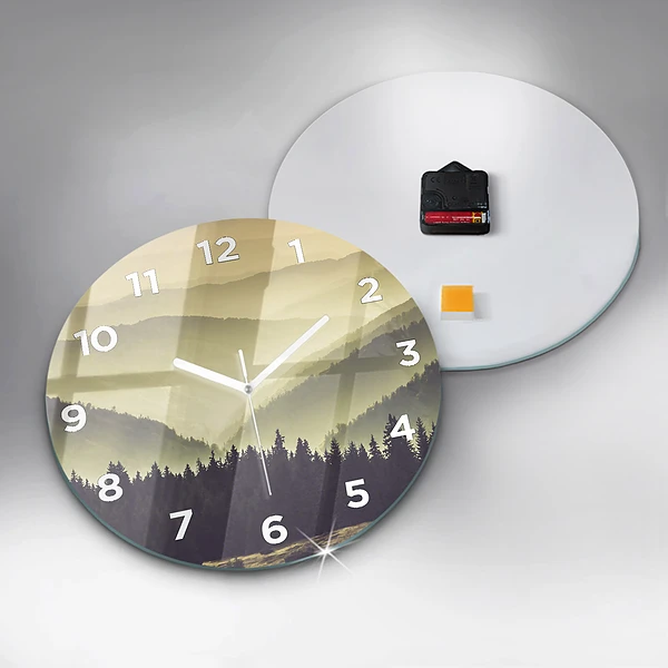 Wanduhr rund Neblige Berghänge