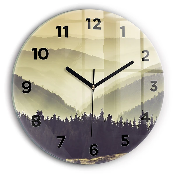 Wanduhr rund Neblige Berghänge