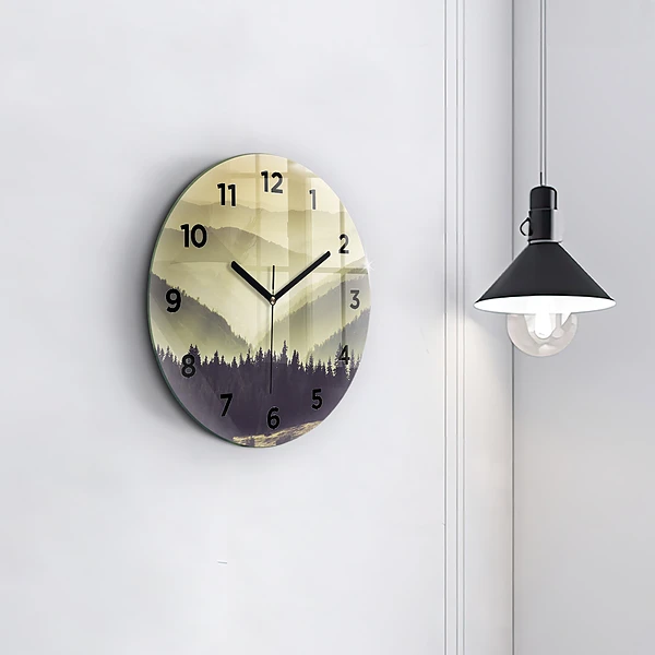 Wanduhr rund Neblige Berghänge