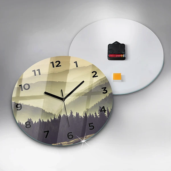 Wanduhr rund Neblige Berghänge