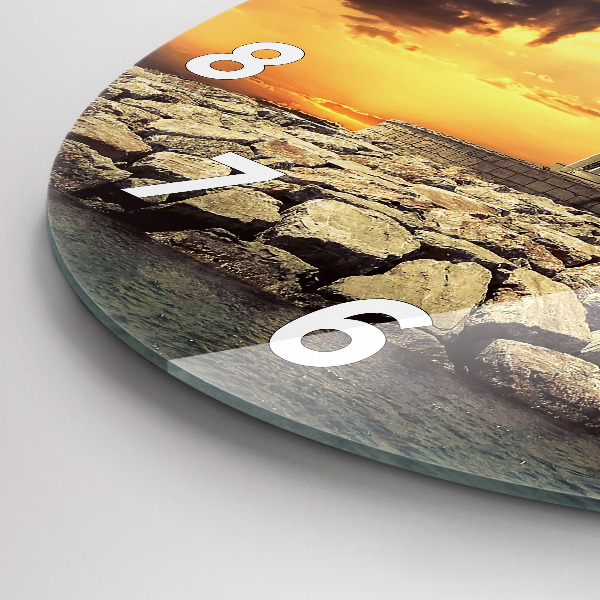 Wanduhr glas rund Leuchtturm am Meer
