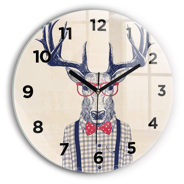 Wanduhr rund mit motiv Hirsch im Hemd