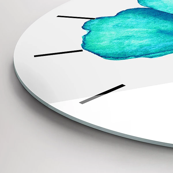 Wanduhr glas rund Türkisfarbener Sommerschmetterling