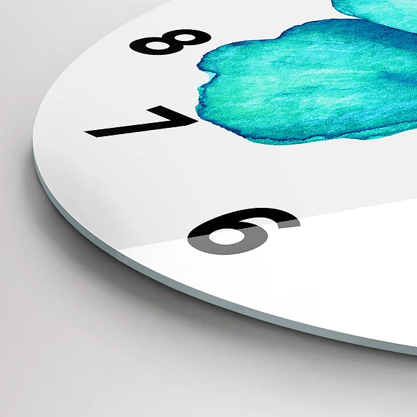Wanduhr glas rund Türkisfarbener Sommerschmetterling