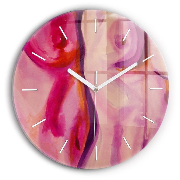 Wanduhr glas rund Malerei Frauen