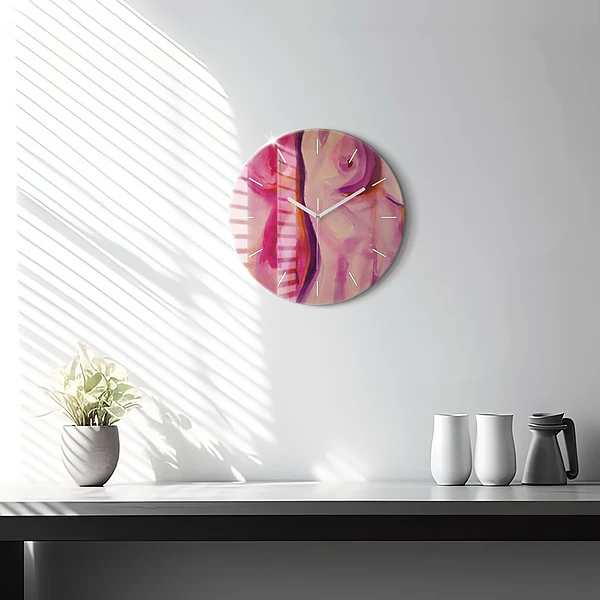 Wanduhr glas rund Malerei Frauen