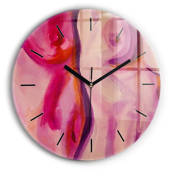 Wanduhr glas rund Malerei Frauen