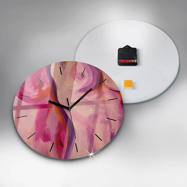Wanduhr glas rund Malerei Frauen