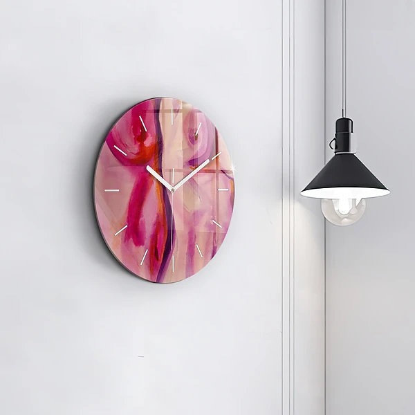 Wanduhr glas rund Malerei Frauen