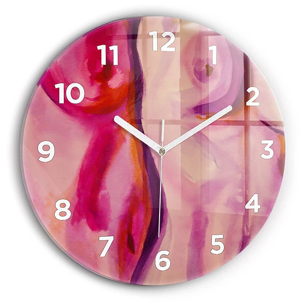 Wanduhr glas rund Malerei Frauen