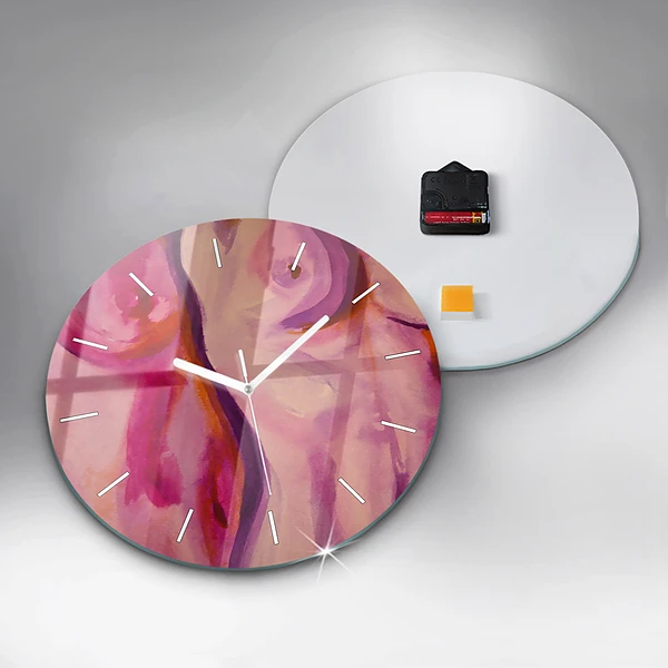Wanduhr glas rund Malerei Frauen