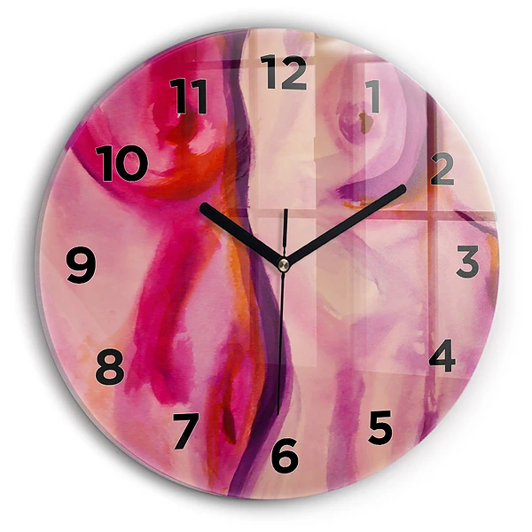 Wanduhr glas rund Malerei Frauen