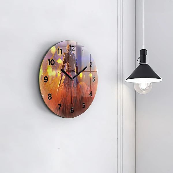 Wanduhr glas rund Ritter mit Schwert