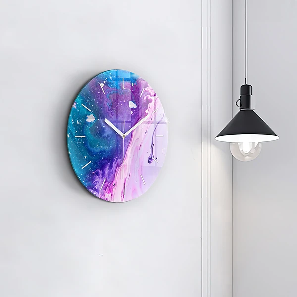 Wanduhr rund Bunter Hintergrund