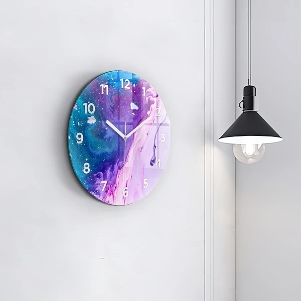 Wanduhr rund Bunter Hintergrund